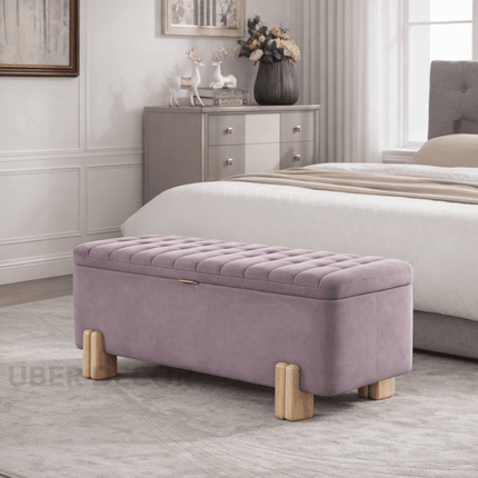 Lunari Wavy Minimalist Flip Top Storage Bench – Scandinavian-Inspired Organizer for Entryways, Bedrooms & Compact Living Spaces