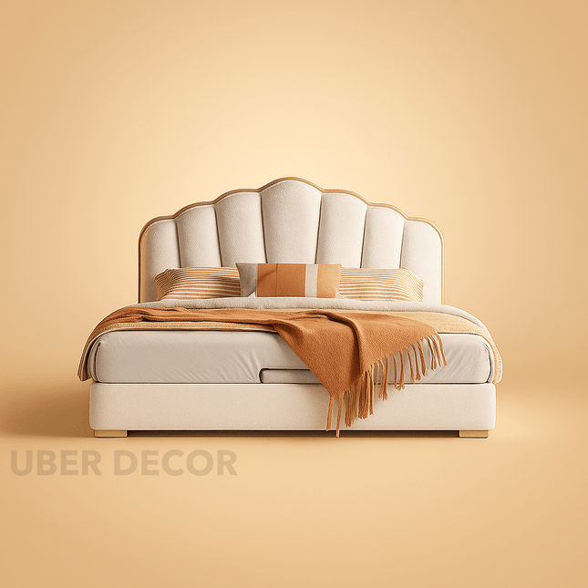 Petalrest Shell Bed – Modern Chic with Hidden Storage for Bedroom Bliss