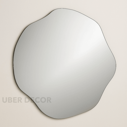 Chic Wavy Frameless Mirror-Unique Curvy Frameless Round Mirror for Bathroom Vanity or Powder Room
