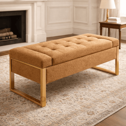 Shanieka Mid-Century Modern Flip Top Storage Bench – Luxe European-Inspired Bedroom & Entryway Organizer