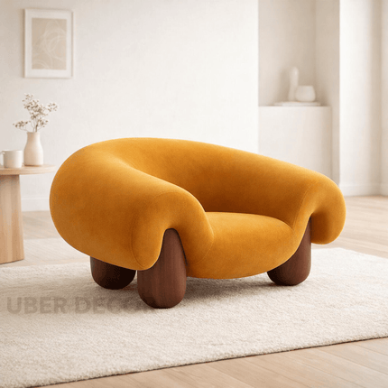 Sculpta Nest Lounge Chair Mid Century Modern European Inspired Solid Wood Legs Fixed Base Living Room Chair and Lounge Room