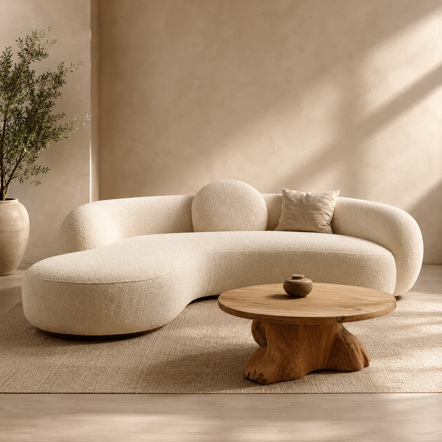 Brisbane Curved Sofa Modern Japandi Wabi-Sabi Style Designer Couch