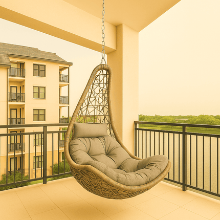 WillowDrop Cocoon Swing Chair – Organic Comfort Design | Boho-Scandinavian Harmony | American Inspired | Garden & Study Room Swing Chair for Patios, Living Rooms, Balconies & Terraces