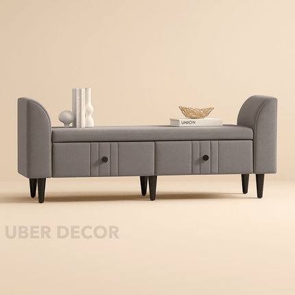Calla Modern Storage Bench with Drawers and Armrests - Uber Decor
