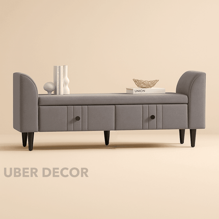 Calla Modern Storage Bench with Drawers and Armrests