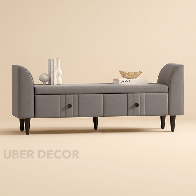 Calla Modern Storage Bench with Drawers and Armrests