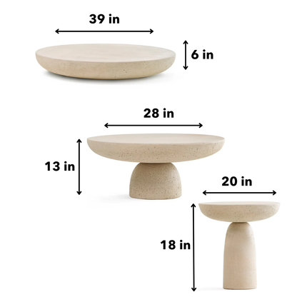 Cam Sculptural Modern European Textured Coffee Table for Living Rooms