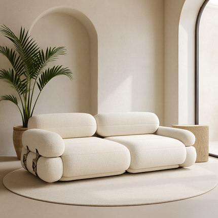 Kigali Designer Sofa Modern Japandi Wabi-Sabi Style Couch with Strap Detailing