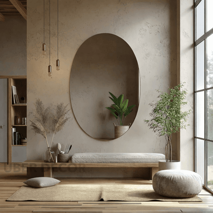 Glowza Frameless HD Mirror – Oval Wall Mirror with Minimalist Silhouette for Modern Natural Decor
