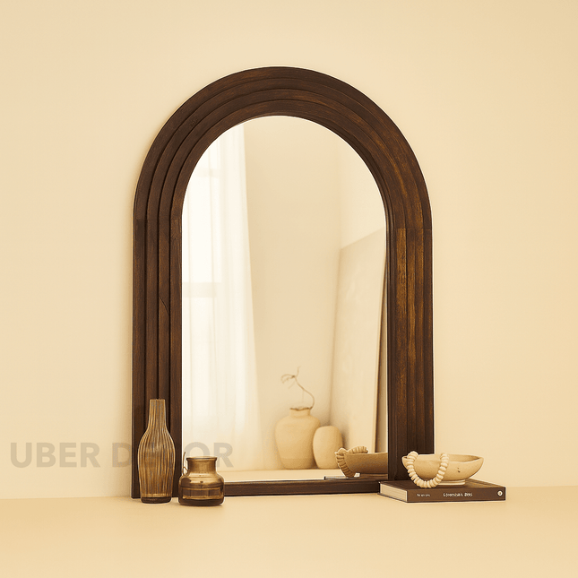 Vivienne Arched Layered Wood Mirror – Sculptural Wall Mirror for Niche & Console Styling