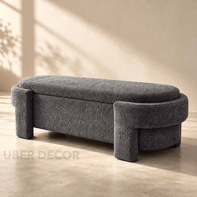 Zarelle Curved Modern Flip Top Storage Bench – Japandi-Meets-European Organizer for Bedroom, Entryway & Lounge Spaces