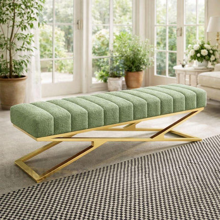 LuxIron Nordic Stool Light Luxury European bench with Soft Cushion for Living Room