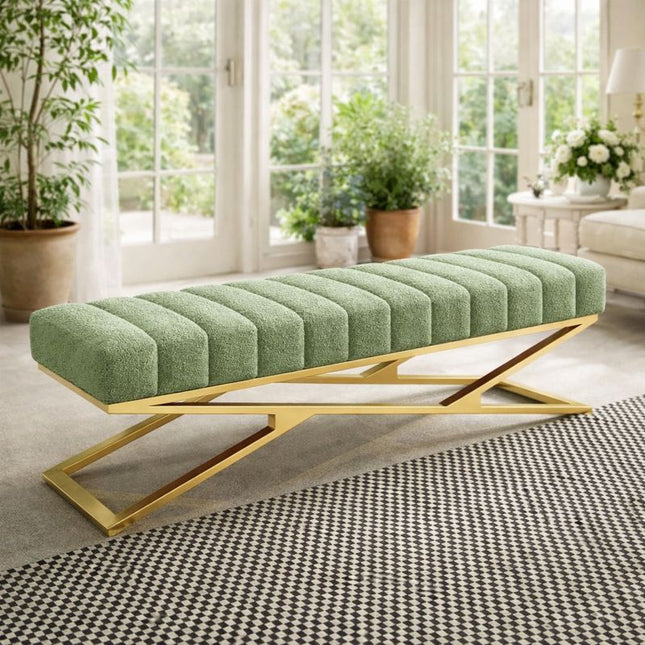 LuxIron Nordic Stool Light Luxury European bench with Soft Cushion for Living Room