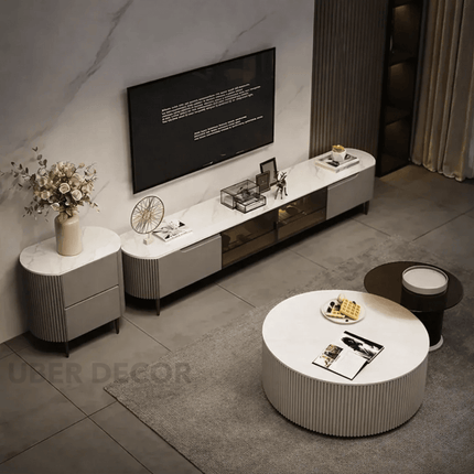 Tiber Oro Italian Luxury Round Coffee Table Tempered Glass Top High Gloss Finish Minimalist Centerpiece for Lounge and Living Suites