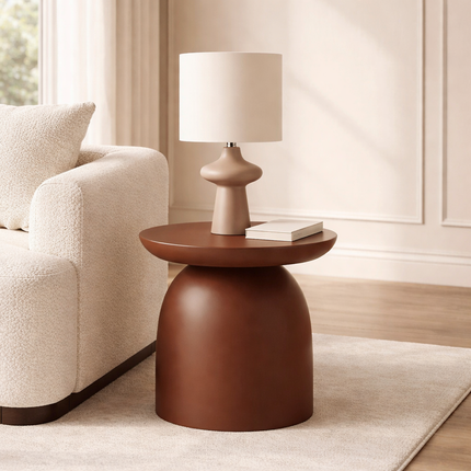 Alba Dome – Custom Sculptural Dome Base Side Table in Japandi Scandinavian Mid Century Modern Style for Living Room or Bedroom