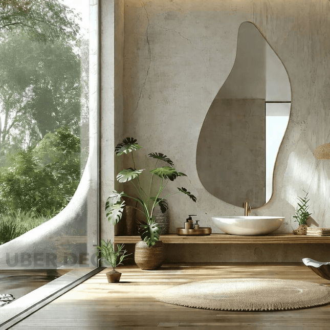 Lyra Frameless HD Mirror – Wavy Asymmetrical Wall Mirror Irregular Organic Design