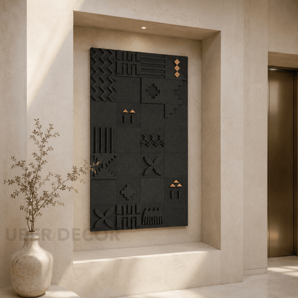 Pattern Grid Afro Modern Wall Art – Tribal Geometric Wall Art for Living Room