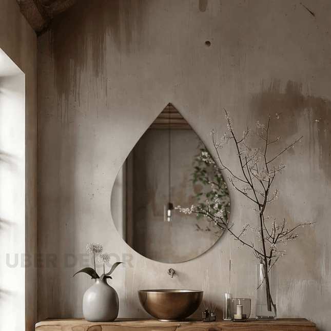 Mira Drop Frameless HD Mirror – Modern Raindrop Wall Mirror for Living Room, Bathroom & Bedroom