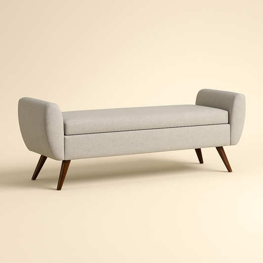 Amsi Mid-Century Modern Flip Top Storage Bench – Japandi-Inspired Entryway & Bedroom Organizer