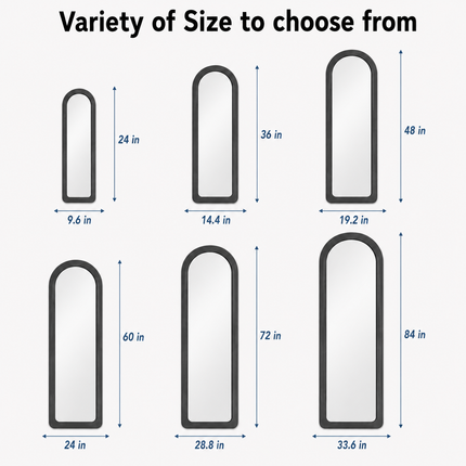 SuedeWrap Luxe Arched Full Length Upholstered Standing Mirror for Bedroom with optional LED light