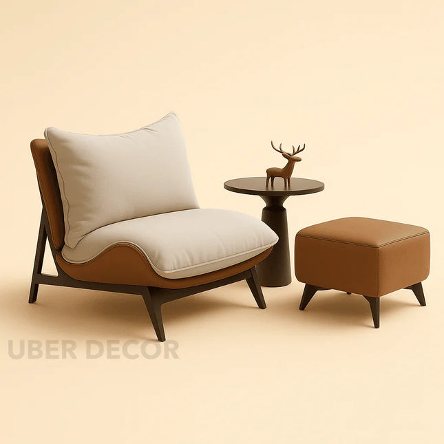 ARLO – Modern Nordic Lounge Chair with Ottoman | Designer Living Room Accent Recliner - Uber Decor
