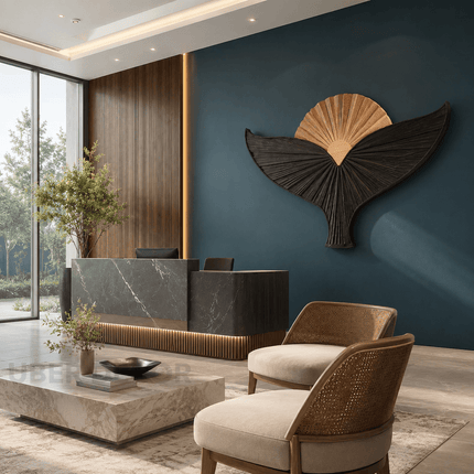 Winged Sunrise Japandi Wood Wall Art – Bird Sculpture for Living Room
