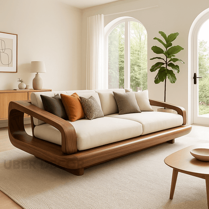 Toronto Luxury Wooden Sofa Sculptural Modern Couch for Living Room