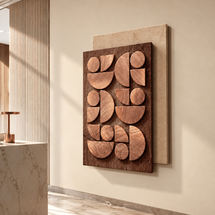 Circle Form Harmony Japandi Wooden Wall Art – Semi Circle for Entryway