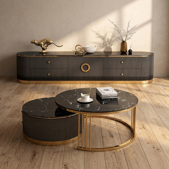 Auralis Ring – Luxury TV Cabinet, European Inspired Fluted Console