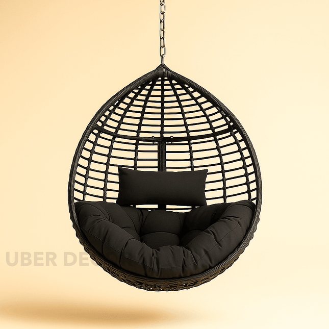 StoneNest Cocoon Swing Chair – Wabi-Sabi Japandi Organic Hanging Chair for Balcony, Garden & Living Room | Uber Decor
