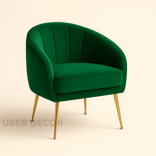 GlamBoucle Modern Cozy Vanity Chair with Gold Metal Legs – Boucle Fabric Armchair with Removable Cushion for Living Room & Bedroom