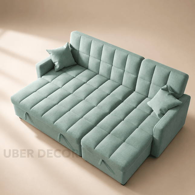 Nestora L-Shaped Sectional Sofa – Lift-Up Chaise Storage