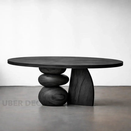 Chindwin Sculptural Organic Wooden Artistic Center Table with Pebble Base for Modern Living Rooms