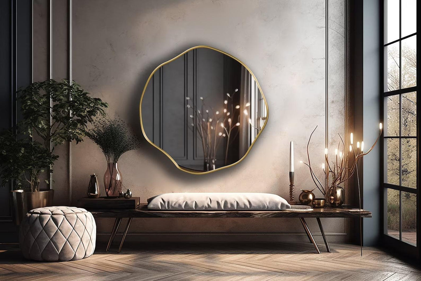 Chic Wavy Frame Mirror – Unique and Contemporary Design - Uber Decor