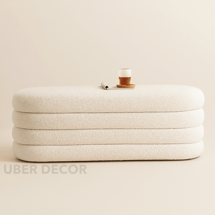 Chic Haven Boucle Storage Ottoman Bench - Modern Ottoman Stool Bench Chair Sofa for Foyers and Living Rooms