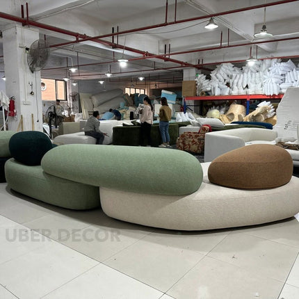 Pebble Cobblestone Curved Fabric Sofa – Artistic Rock-Inspired Modular Design Sofa Set for Living Room