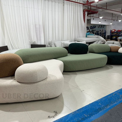 Pebble Cobblestone Curved Fabric Sofa – Artistic Rock-Inspired Modular Design Sofa Set for Living Room