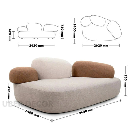 Pebble Cobblestone Curved Fabric Sofa – Artistic Rock-Inspired Modular Design Sofa Set for Living Room