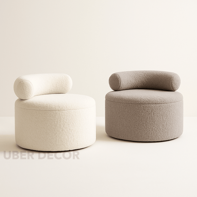 CozyLuxe Wool Ottoman - Versatile Lounge Ottoman Stool Chair - Contemporary Entryway Shoe Bench & Minimalist Sofa Design - Uber Decor