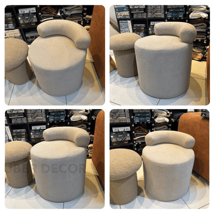 CozyLuxe Wool Ottoman - Versatile Lounge Ottoman Stool Chair - Contemporary Entryway Shoe Bench & Minimalist Sofa Design