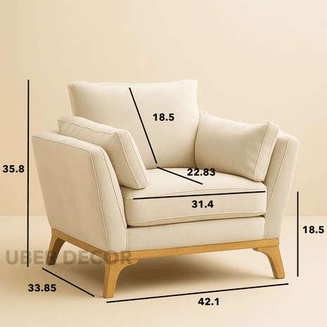 Valerian Accent Chair – Japandi-Inspired Reading Chair | Customizable for Living Room or Bedroom - Uber Decor