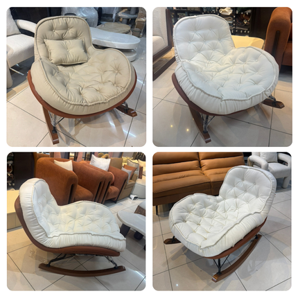 Celyra Nordic Modern Accent Wide Base Tufted Rocking Chair for Living Room - Uber Decor