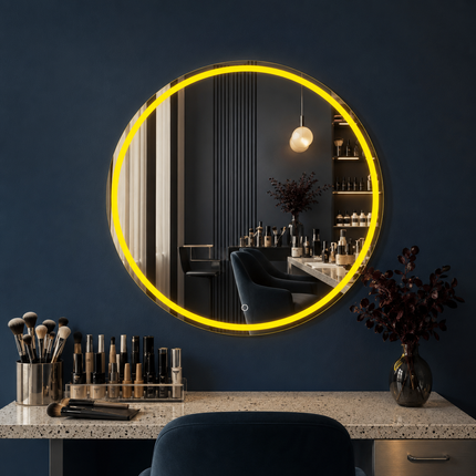 Circlia round led mirror front or back lit touch button frameless bathroom vanity mirror