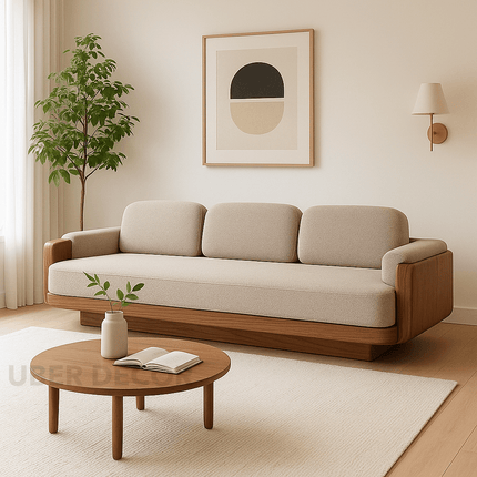 Pondicherry 3-Seater Modern Wooden Sofa Minimalist Luxury Couch for Living Room
