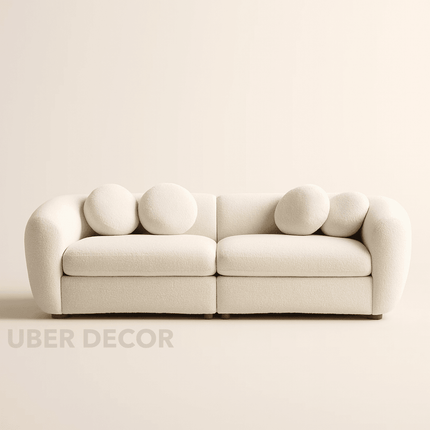 Aspen 88" Curved Sofa- Minimalist Modern Luxury Loveseat Cute Couch with Round Throw Pillows