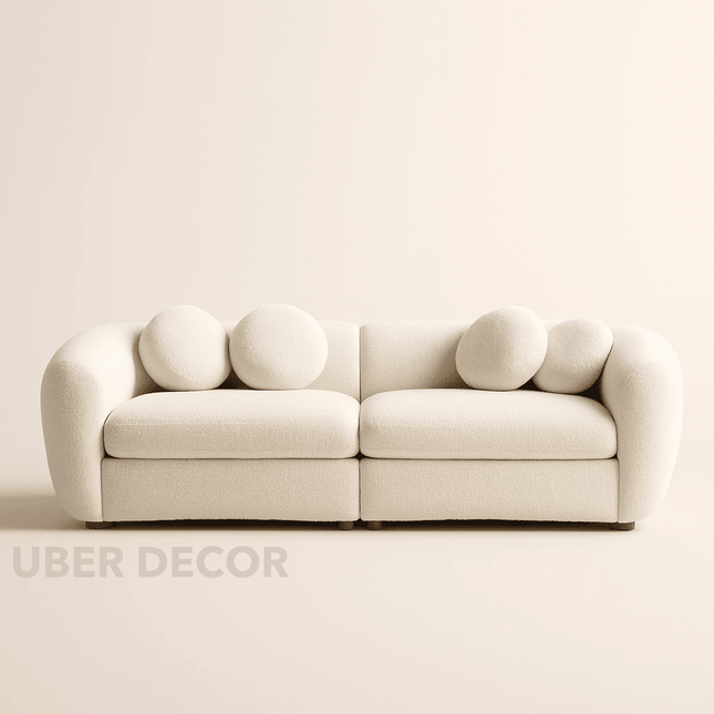 Aspen 88" Curved Sofa- Minimalist Modern Luxury Loveseat Cute Couch with Round Throw Pillows