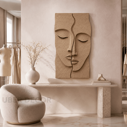 Serene Dual Face Japandi Wall Art Sculpture – Textured Abstract Relief for Bedroom, Living Room & Modern Interiors