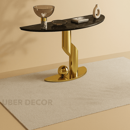 Orielle Halo Console Table – Mid-Century Modern Console with Marble Top for Hallways & Living Spaces