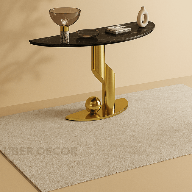 Orielle Halo Console Table – Mid-Century Modern Console with Marble Top for Hallways & Living Spaces