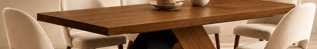 Marvello Solid Wood Dining Table Modern Contemporary Design with Sculptural Wooden Base for Formal Dining Room